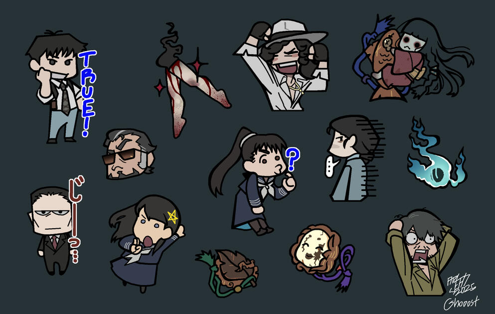 Stickers for Cursed Countdown (Zine work; Paranormasight, Digital, 2025)